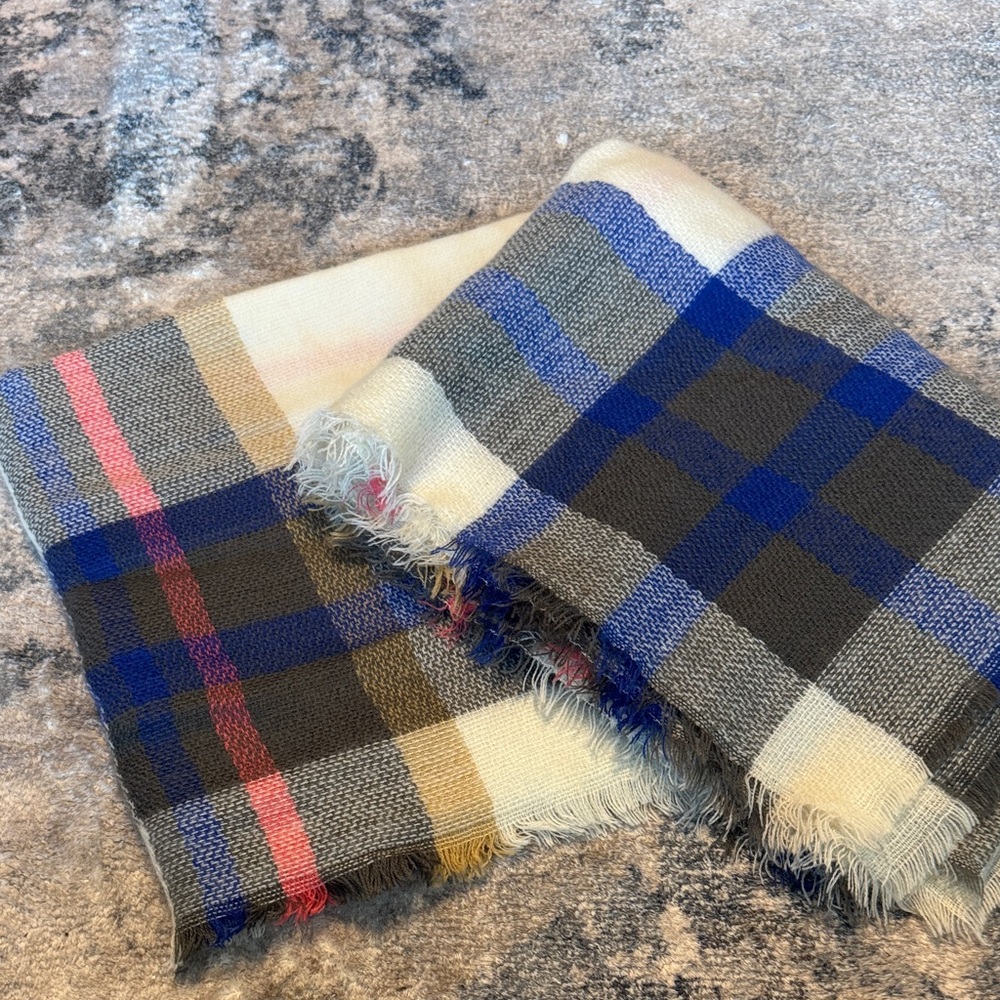 Plaid Fringe Scarf